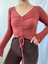 Load image into Gallery viewer, THE RUCHED SLIT SLEEVE TOP ~ MARSALA