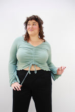 Load image into Gallery viewer, THE RUCHED SLIT SLEEVE TOP ~ SAGE