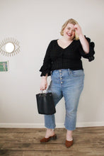 Load image into Gallery viewer, THE RUFFLE SLEEVE TOP ~ BLACK