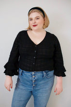 Load image into Gallery viewer, THE RUFFLE SLEEVE TOP ~ BLACK