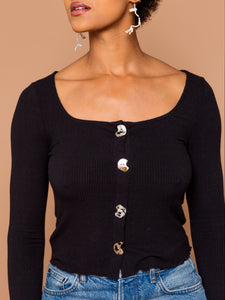 THE BUTTON PARTY CARDI - Black