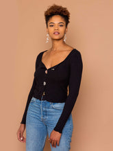 Load image into Gallery viewer, THE BUTTON PARTY CARDI - Black