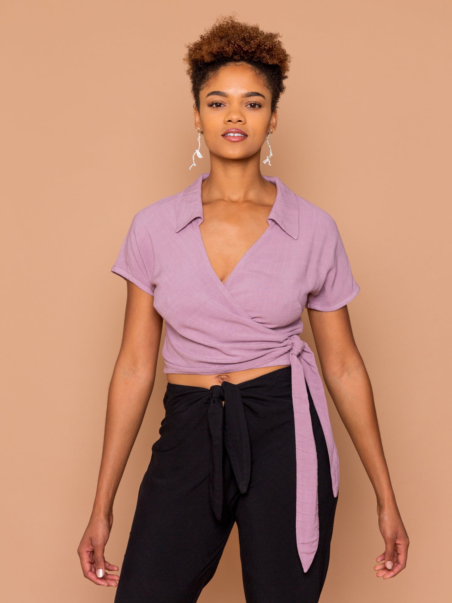 THE BOWLER WRAP TOP ~ Orchid