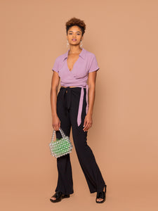THE BOWLER WRAP TOP ~ Orchid