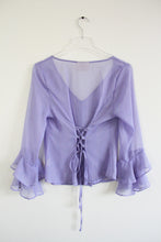 Load image into Gallery viewer, THE RUFFLE SLEEVE TOP ~ LILAC SHIMMER