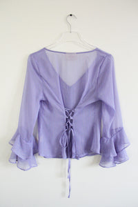 THE RUFFLE SLEEVE TOP ~ LILAC SHIMMER