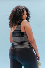 Load image into Gallery viewer, THE ASYM RING TANK ~ Black &amp; White Stripe