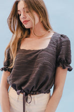 Load image into Gallery viewer, THE SQUARE NECK CINCHED TOP ~ GRAPHITE