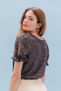 THE SQUARE NECK CINCHED TOP ~ GRAPHITE