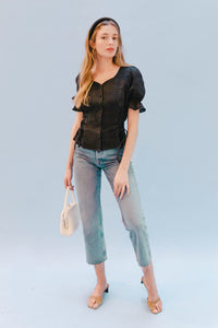 THE DOUBLE LACEUP TOP ~ BLUSH