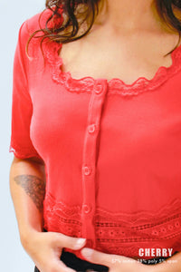 THE LACEY TEE ~ CHERRY